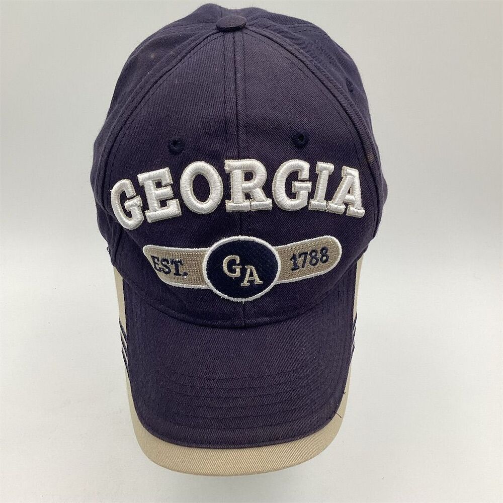 Georgia Blue Baseball Cap Unisex Adjustable‎ Hat with Embroidered Logo